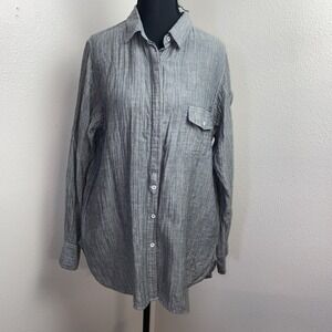 Rag & Bone Long Sleeved Shirt Womens Size 6‎ Gray Cotton Buttoned Lightweight